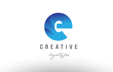 e blue gradient alphabet letter logo icon design