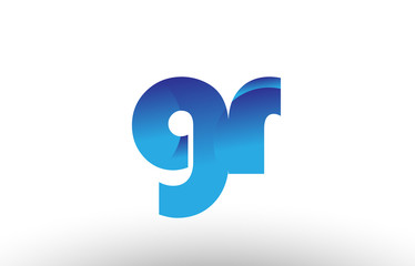 blue gradient gr g r alphabet letter logo combination icon design