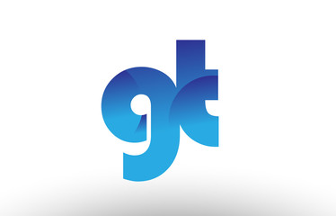 blue gradient gt g t alphabet letter logo combination icon design