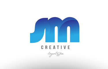 blue gradient sm s m alphabet letter logo combination icon design