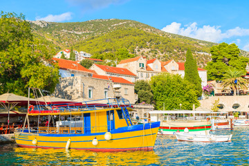View of Bol port with fishing boats on Brac island, Croatia