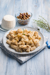 pasta  with ricotta and black olive