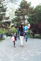 Fototapeta premium mom and little girl have fun