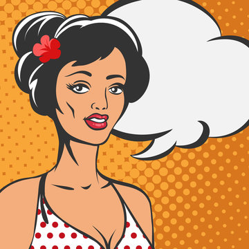 Woman with speech Bubble in pinup style