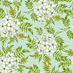 Vektornahtloses Blumenmuster mit Jasminblüten. © marinavorona