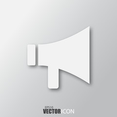 Mouthpiece icon in white style with shadow isolated on grey background.