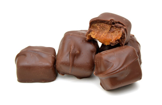 Big chocolate candy on a white background
