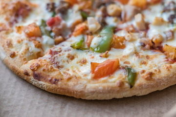 closeup of delicious italian pizza