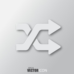 Intersection arrow icon in white style with shadow isolated on grey background.