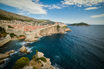 Beautiful scenic view of Dubrovnik city, Croatia on a summer day