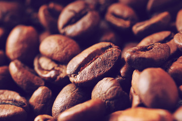 Close-up of roasted coffee beans