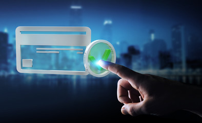 Businessman using credit card to pay online 3D rendering