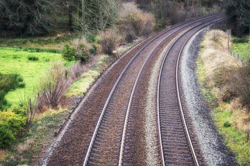 Fototapeta na wymiar Train tracks in Cornwall england UK near bodmin
