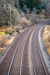 Train tracks in Cornwall england UK near bodmin