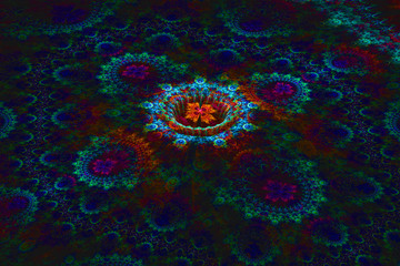 three-dimensional floral fractal on dark