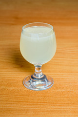 Lemon juice in glass.