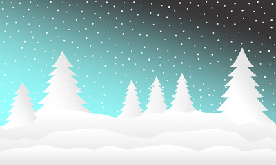 Winter Landscape Background.Flat Vector Illustration