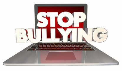 Stop Bullying Online Laptop Computer Internet Trolls 3d Illustration