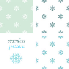Naklejka na ściany i meble Seamless blue winter pattern with diamond of dots and snowflakes
