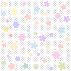 Pastel seamless texture with flowers and small dots