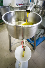 Detail of olive oil production line, last phase, centrifugal extraction