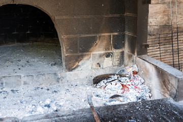 Outdoor stove for baking food inside. Barbeque grill fireplace.