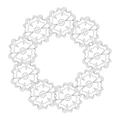 round frame  flower  vector  illustration