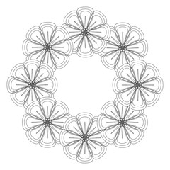 round frame  flower  vector  illustration