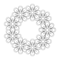 round frame  flower  vector  illustration