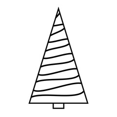Christmas tree simple outline design isolated on white background