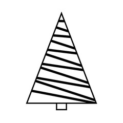 Christmas tree simple outline design isolated on white background