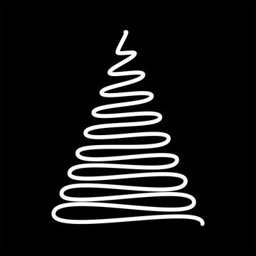 Christmas tree scribble design isolated on black background