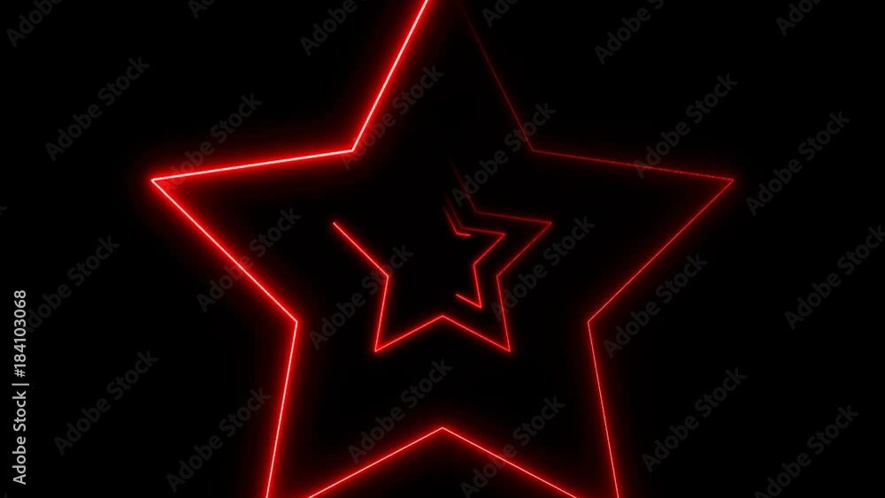 Poster Abstract background with neon stars. Seamless loop