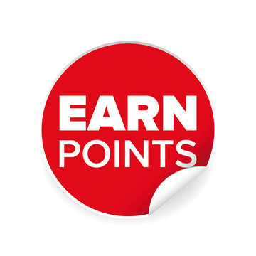 Earn points sign label tag