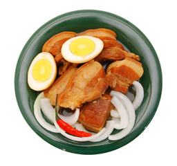 Vietnamese famous cuisine, the pig's meat and egg with hot sauce