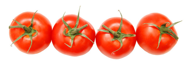 bunch of fresh cherry tomato on white background