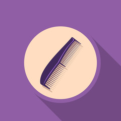 comb icon with a flat shadow on a purple background