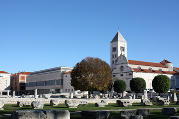 Fototapeta na wymiar Church with bell tower in Zadar Croatia