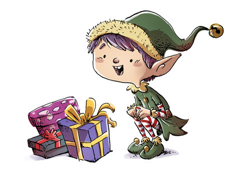 duende de la navidad con regalos