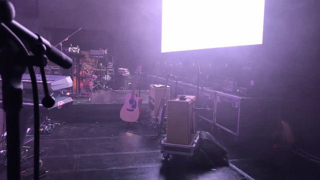 Great shot of instruments on a stage before a show
