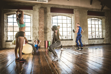 Athletes training in a gym