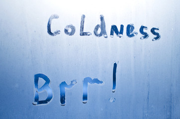 inscription on the frozen glass