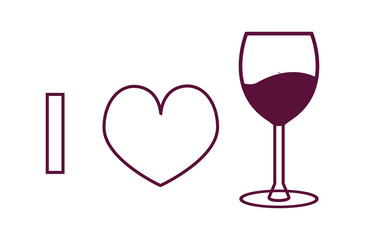 I love wine vector icon