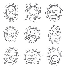 Set of cartoon Germs and Viruses