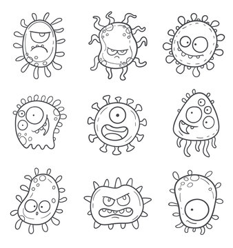 Set of cartoon Germs and Viruses