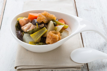 Chinese vegetable stew, mixture of vegetables and pork