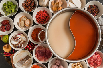四川火鍋料理と専用鍋　Chinese hot pot