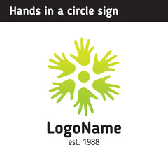 A sign of the hand in a circle, for an educational or charitable organization