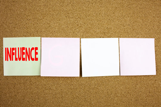 Conceptual hand writing text caption inspiration showing Influence Business concept for Business Analysis and Strategy on the colourful Sticky Note close-up background with copy space