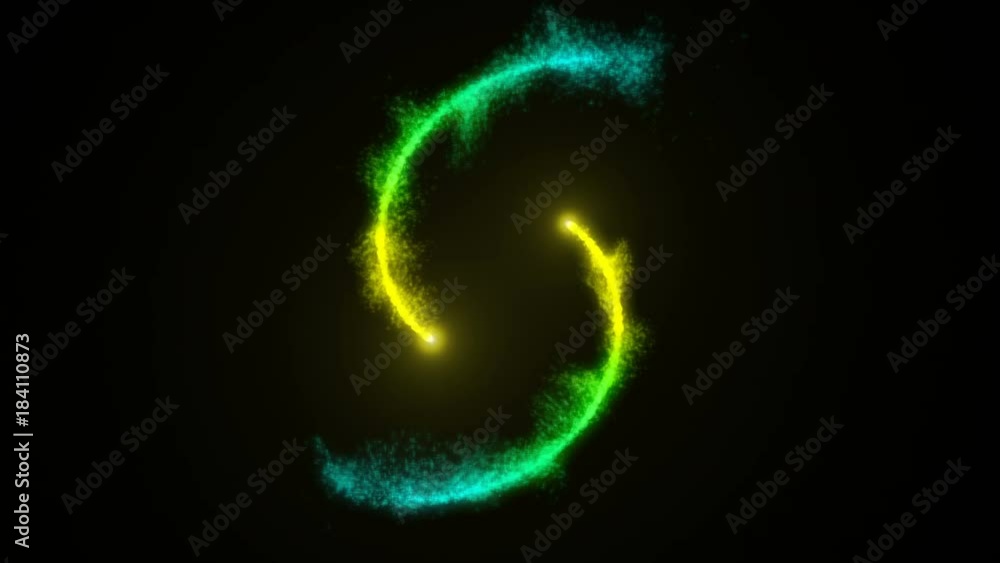 Poster opening intro flash light, lens flare, rotation particles. 3d rendering